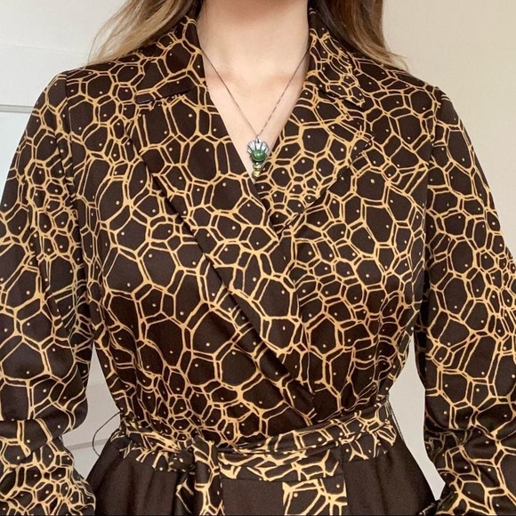 70s poly wrap dress - Picture 2 of 4